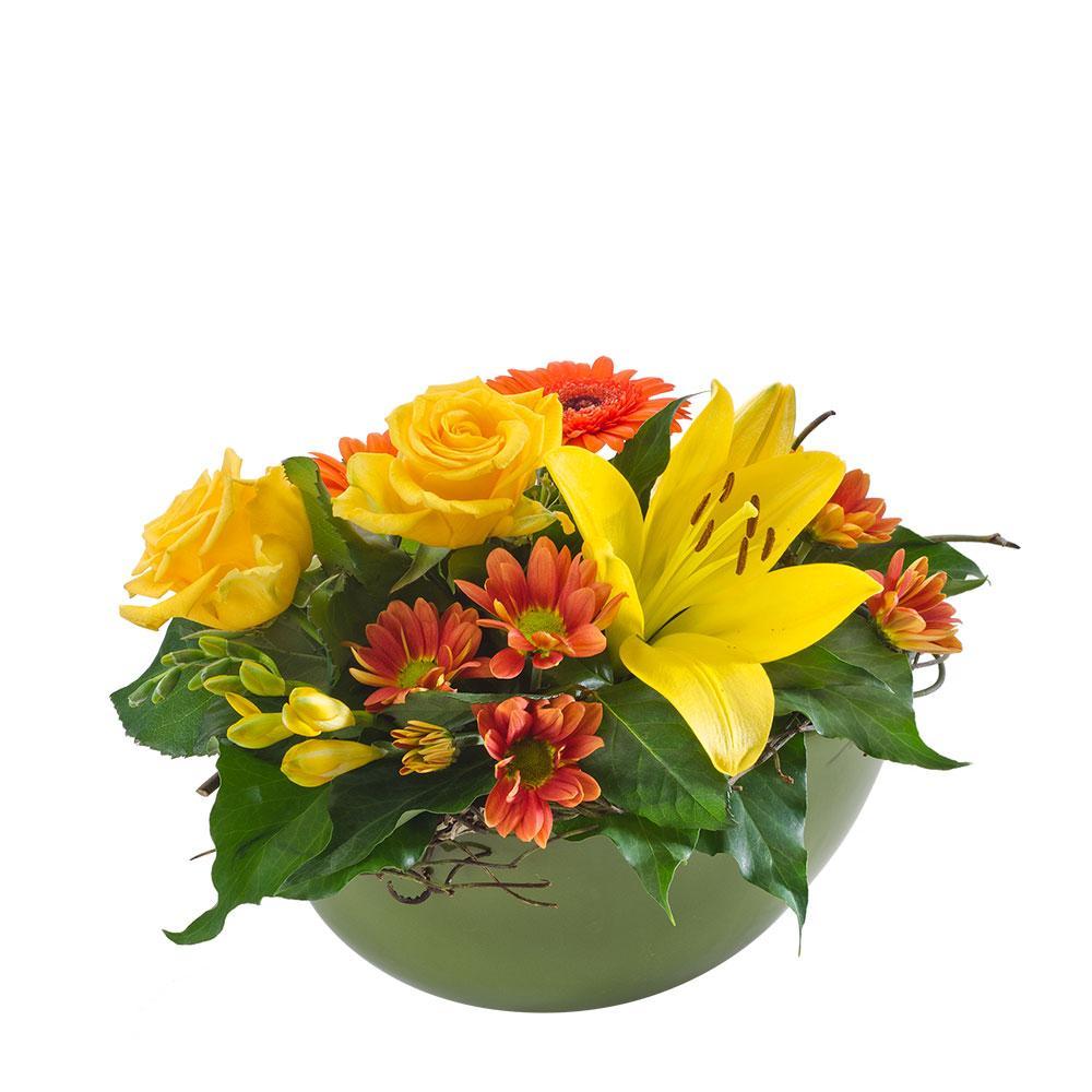 Citrus | Mixed Arrangement in Ceramic Container - Vibrant Floral Gift